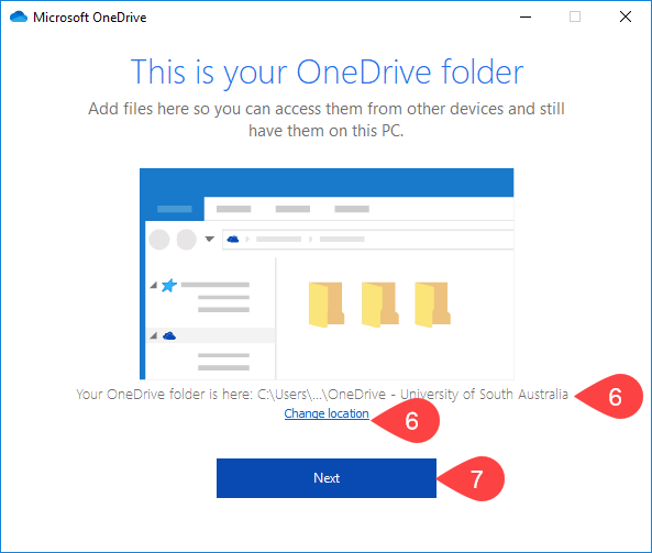 Screenshot of OneDrive folder location