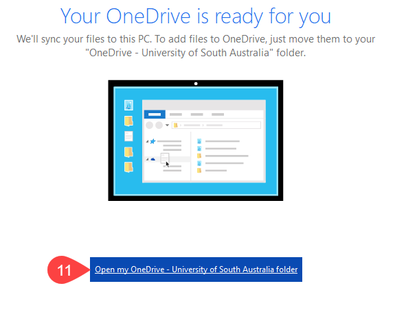 Screenshot of OneDrive setup successful